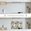 Klassiek - Botanisch - Zwart - Beige keuken achterwand spatscherm klein 900 -voor_na_NL