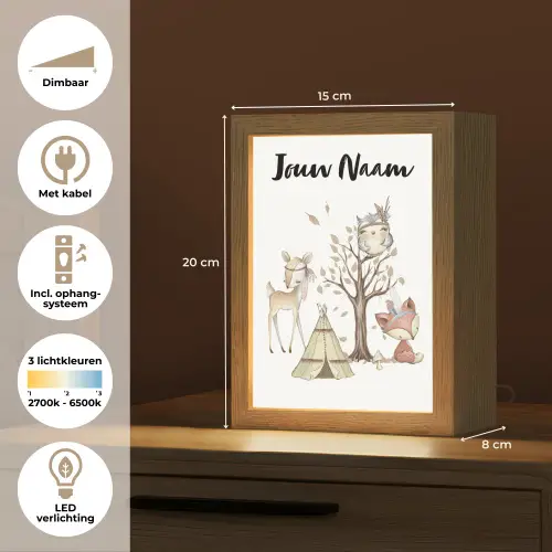 Wilde dieren - Bos - Illustratie Light Box met kabel (Kinderlampje) klein -USP_NL