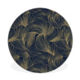 Abstract - Lijnen - Blauw - Goud Wandcirkel aluminium klein 190 -3d