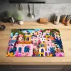 Kleurrijk - Roze - Oranje - Geel - Bloemen Inductie beschermer vinyl 3mm klein -sfeer5