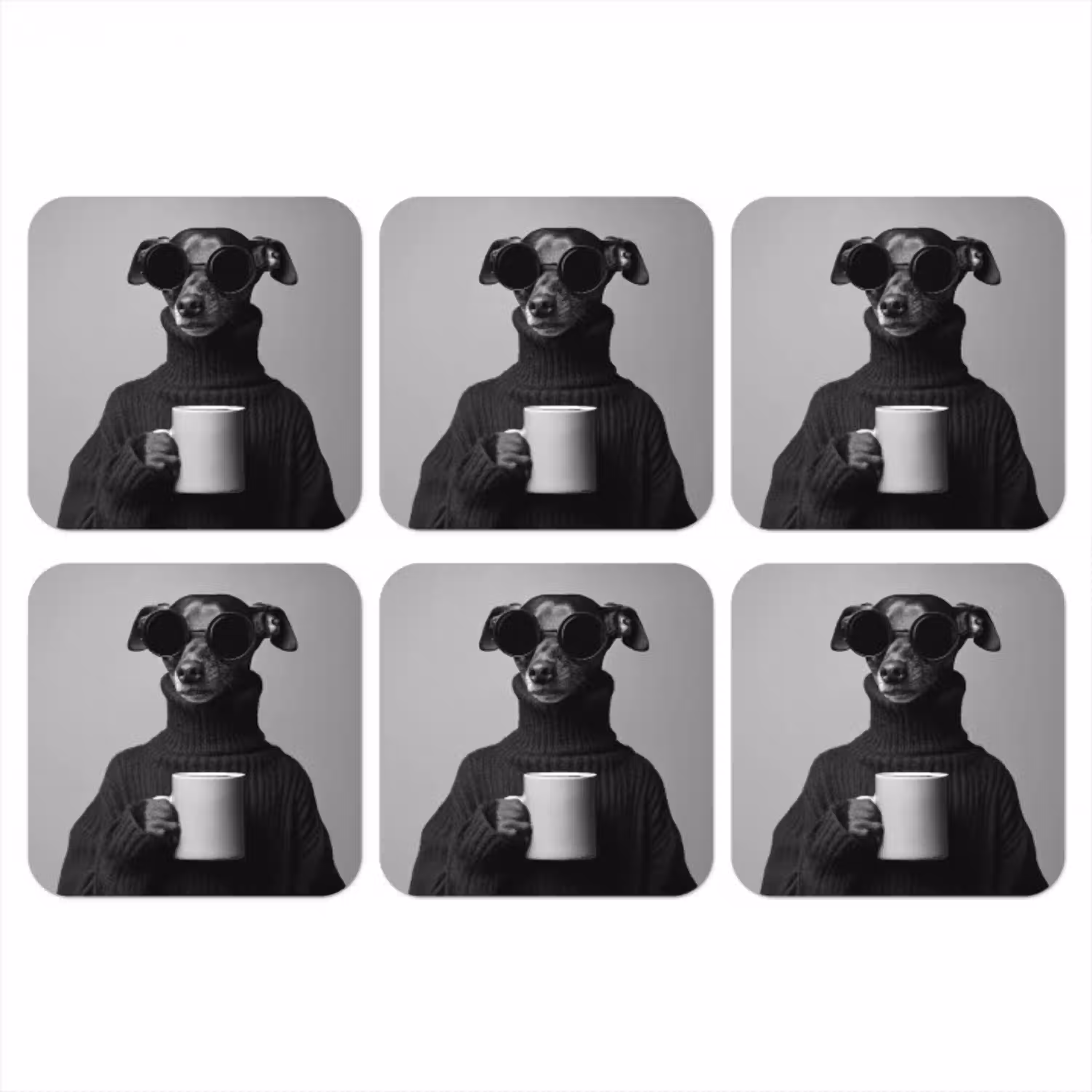 Coltrui - Hond - Bril - Mok onderzetter kurk middel -3d