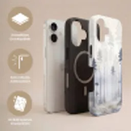 Bos - Bomen - Mist - Natuur - Illustratie - Grijs Toughcase MagSafe Apple iPhone 17 klein -USP_Lagen_DE