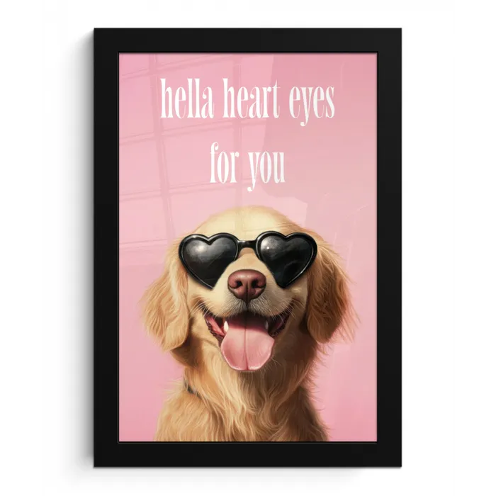 Zonnebril - Hartjes - Hond - Valentijn fotolijst zwart zonder passe partout klein -3d