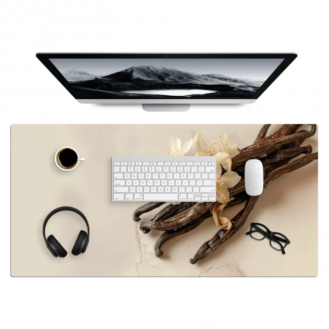 Sous main bureau - Vanille - Floral - Beige