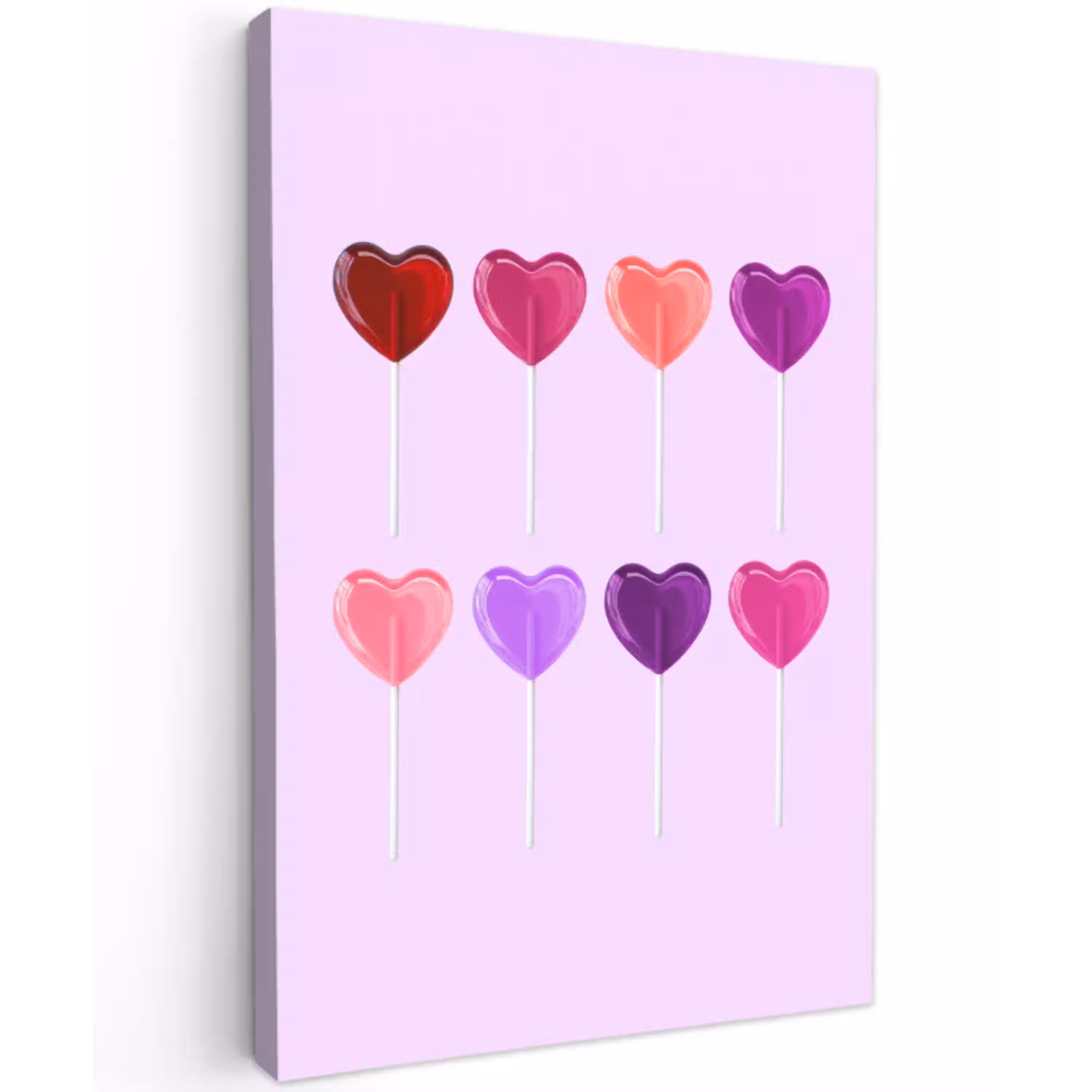 Lolly - Hart - Roze - Snoep Tuinposter op houten frame 2 cm dik middel -3d