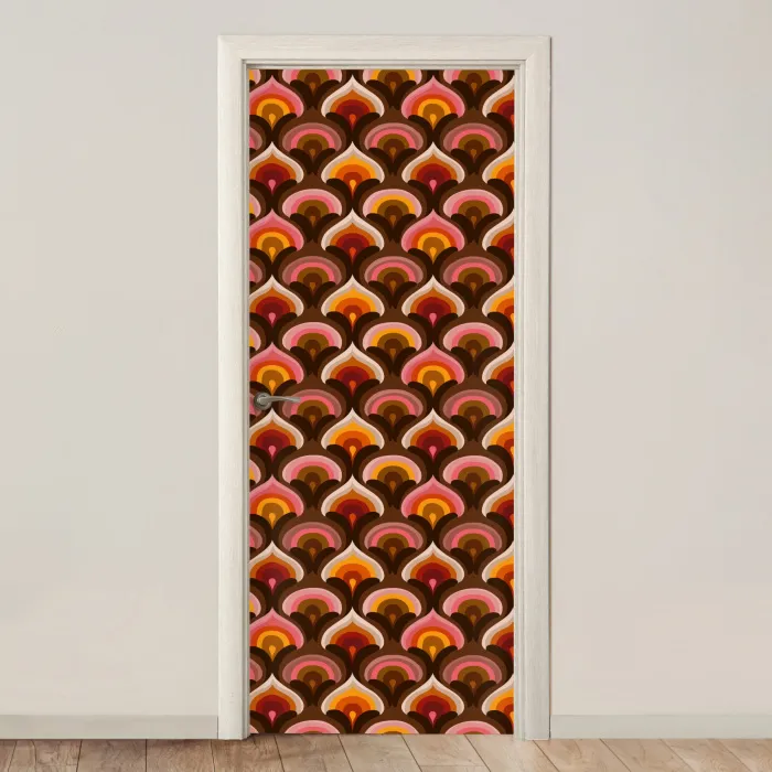 Patroon - Retro - Kleurrijk deurposter klein 289 -3d_beige