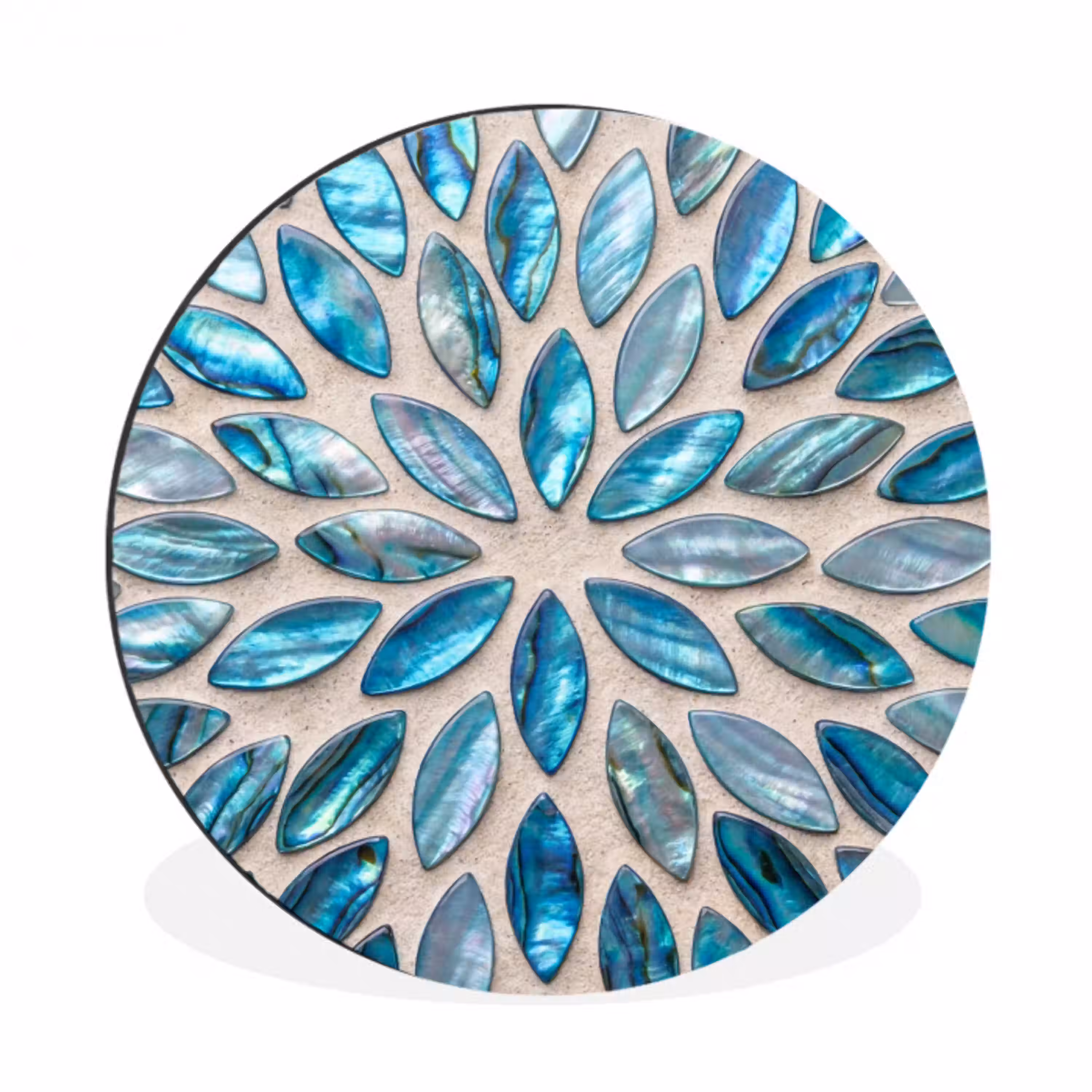Patroon - Glans - Abstract - Blauw - Decoratie Wandcirkel aluminium klein -3d