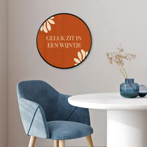 Oranje - Wijntje - Quote Fotolijst rond zonder passe partout klein -sfeer2