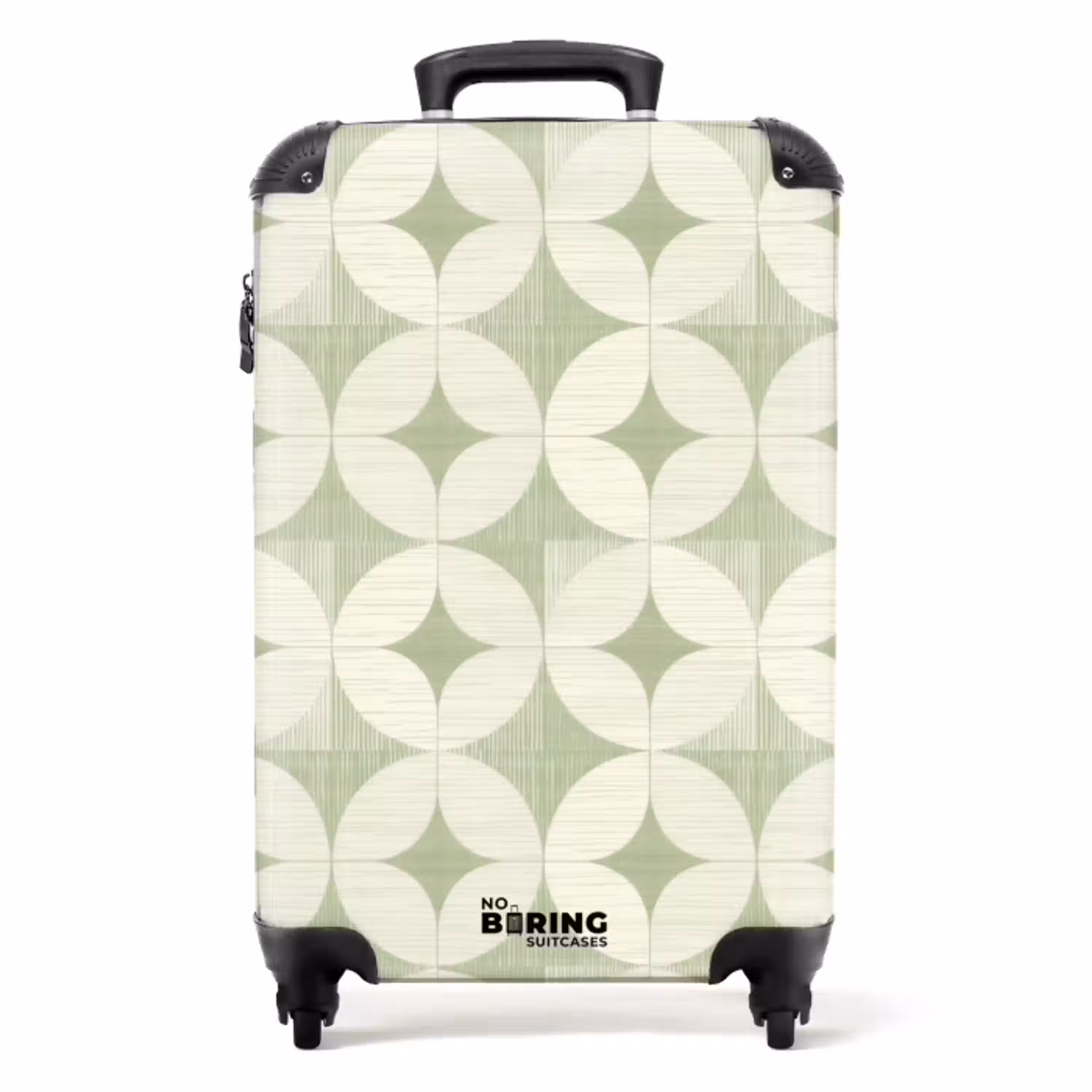 Saliegroen - Geometrisch - Retro NBS - Handbagage koffer - Volwassenen Unisex middel -productfoto_recht
