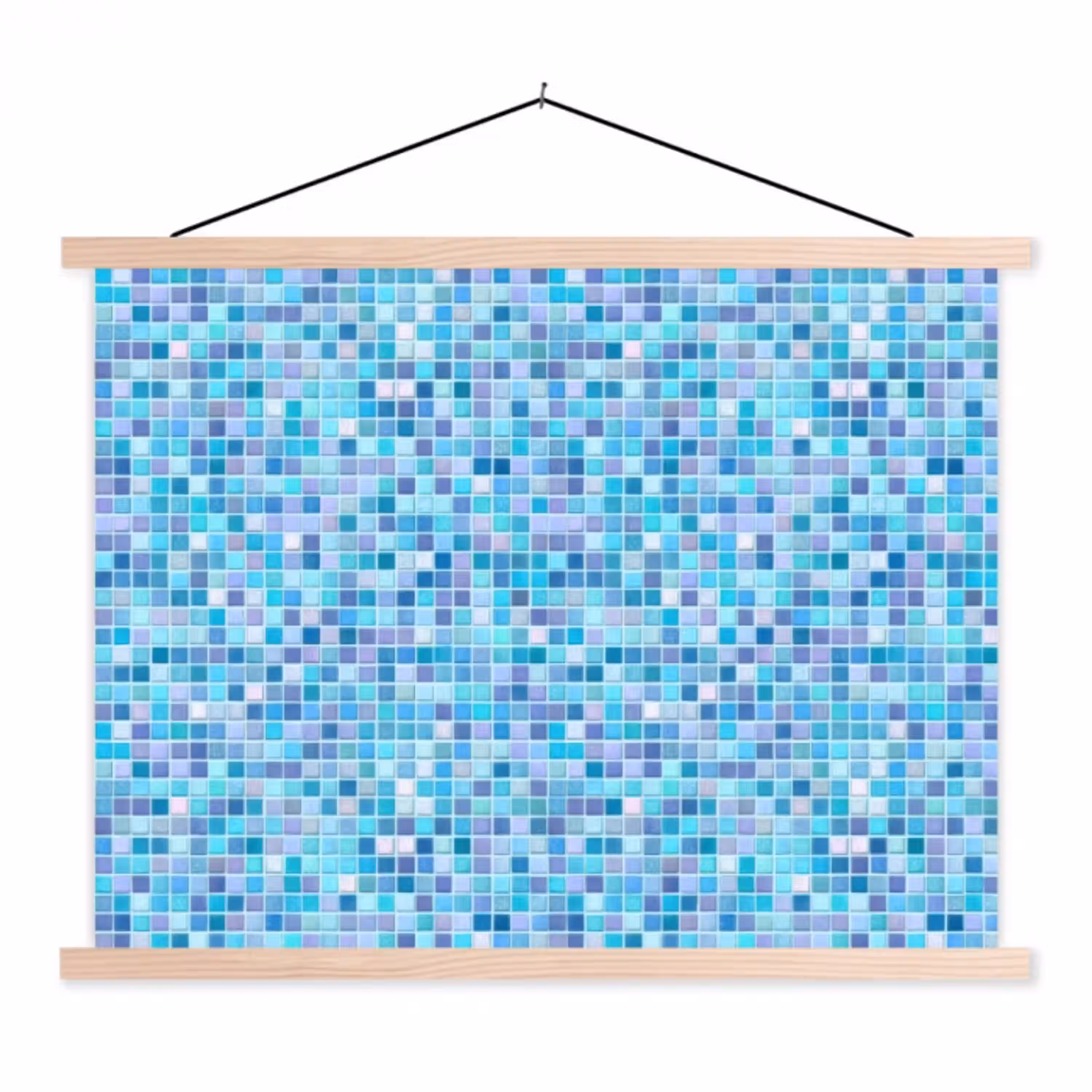 Mozaïek - Patroon - Turquoise textielposter latten blank klein 122 -3d