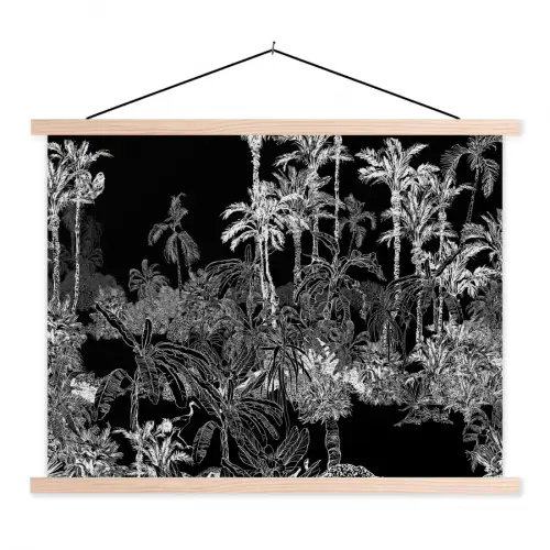 Palm - Jungle - Tropical textielposter latten blank klein -3d