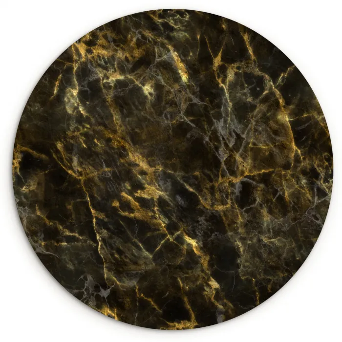 Zwart - Marmer - Goud Wandcirkel kunststof plaat 5mm dik klein 188 -3d