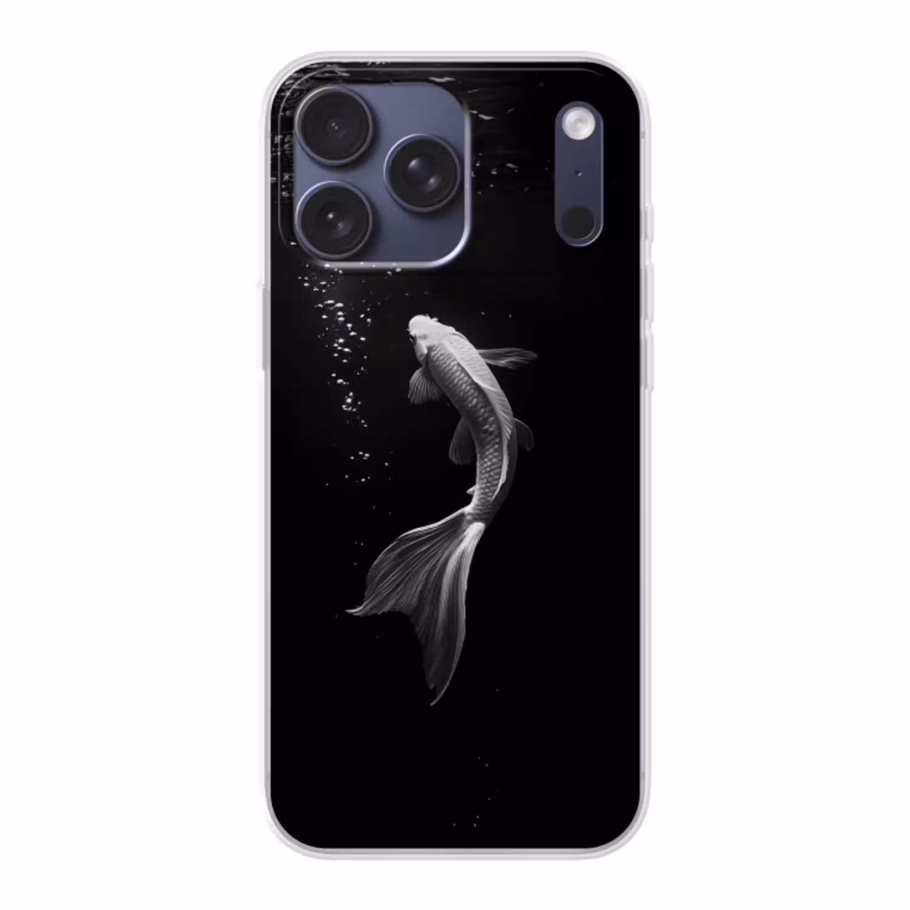 Koi - Vis - Wit - Zwart Telefoonhoesje iPhone 17 Pro Max klein -3d