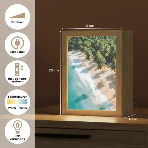 Tropisch - Strand - Water - Palmbomen Light Box met kabel (Tafellamp) klein -USP_NL