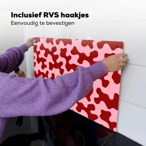 Modern - Abstract - Rood Inductie beschemer met haakjes klein 777 -ky-ophangen-nl