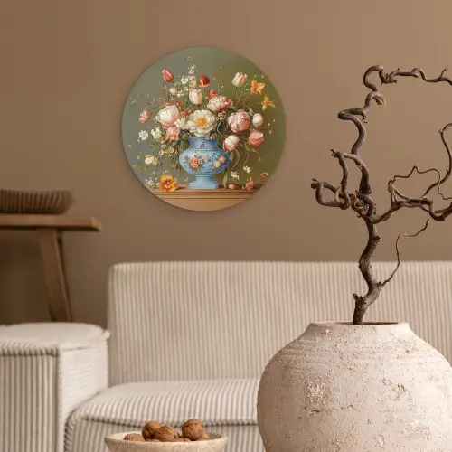 Neutral - Bloemen - Boeket - Vaas Wandcirkel kunststof plaat 5mm dik klein -sfeer1