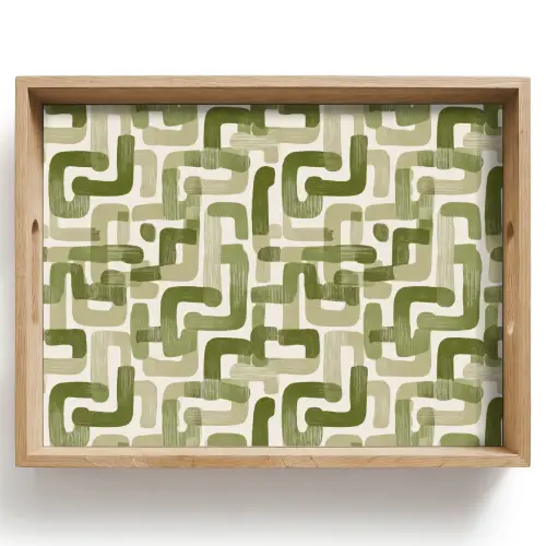 Modern - Grafisch - Groen Dienblad Rechthoek middel 911 -z3d_shopping