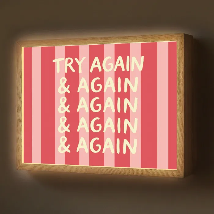 Strepen - Rood - Try again Light Box met batterij (Wandlamp) middel -z3d_website