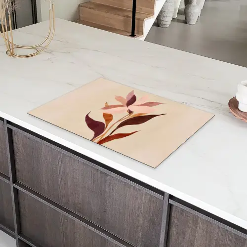 Bloemen - Blaadjes - Minimalistisch - Roze Inductie beschermer vinyl 3mm klein -sfeer8