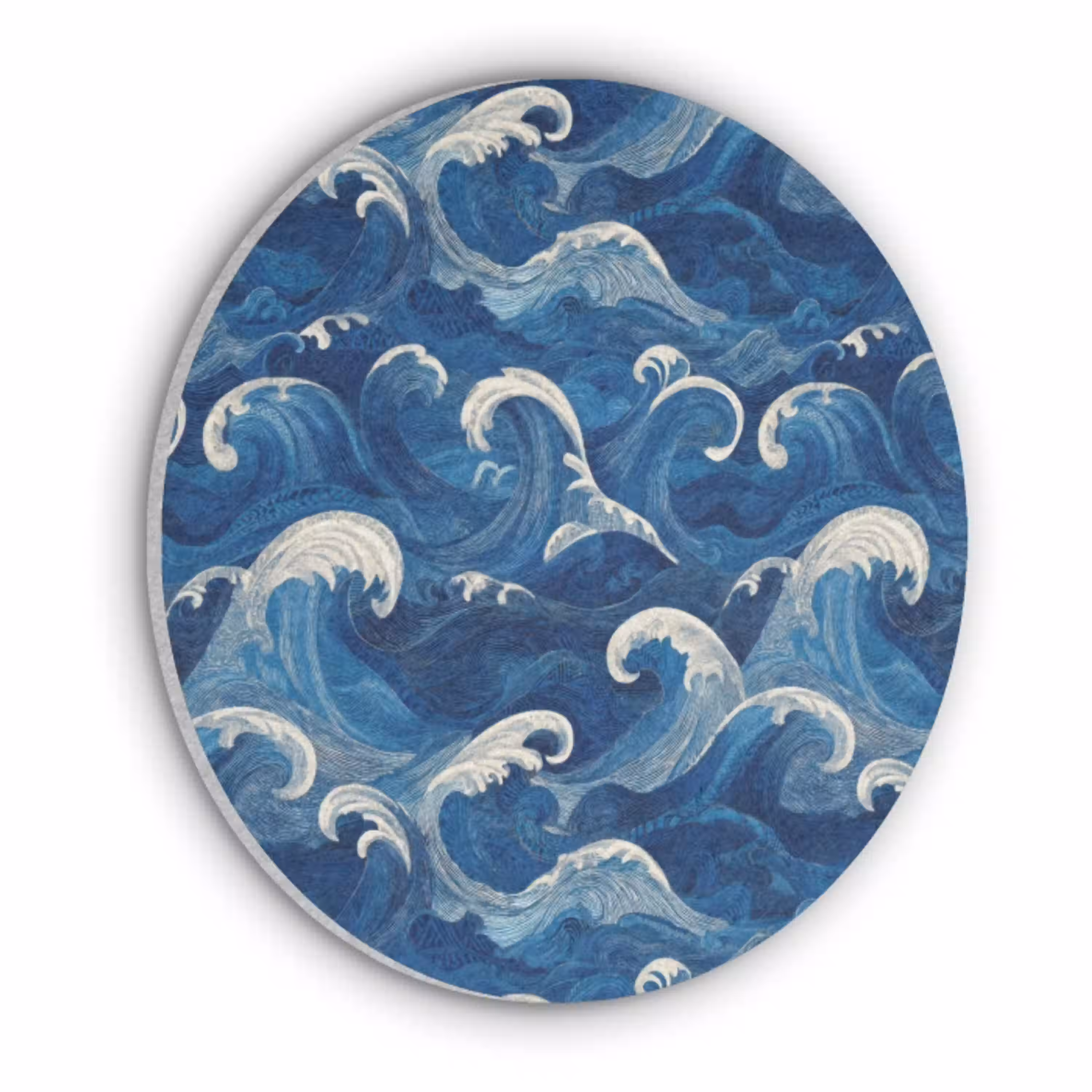 Japans - Oceaan - Golven - Blauw Akoestische PET Vilt - Rond klein 838 -3d