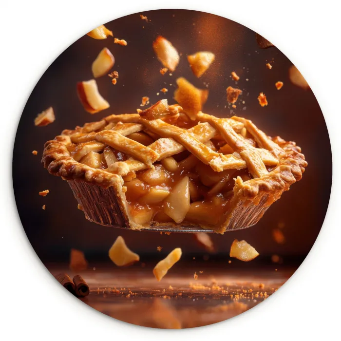 Appel - Taart - Warm - Eten Wandcirkel kunststof plaat 5mm dik klein -3d