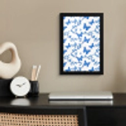 Vlinder - Bloemen - Blauw fotolijst zwart zonder passe partout klein 224 -sfeer1