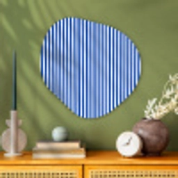 Klassiek - Strepen - Blauw Wandcirkel Organisch Aluminium middel 851 -sfeer2