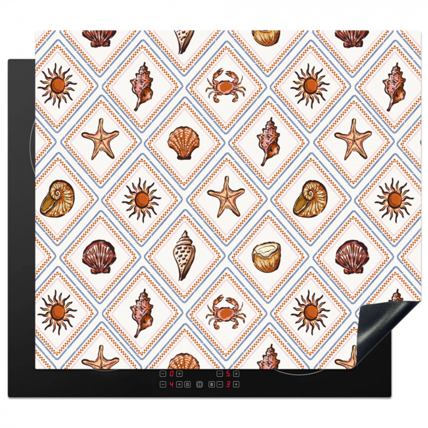 Nostalgisch - Kust - Zee  - Kokosnoot- Schelp - Multi Inductie beschermer vinyl 3mm middel 274 -3d