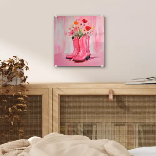 Roze - Bloemen - Cowboy plexiglas 5mm klein -sfeer4