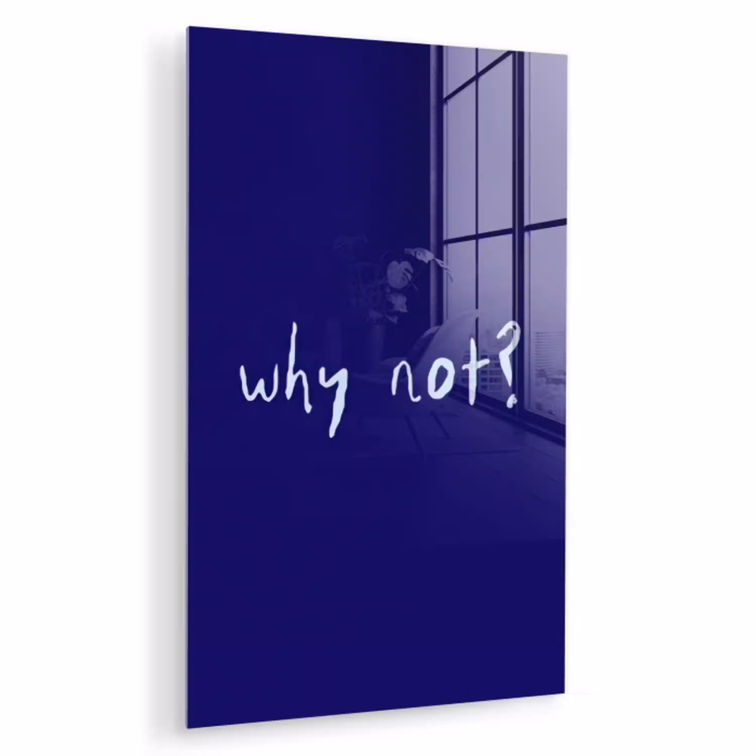Why not - Blauw - Handgeschreven plexiglas 5mm klein -zzzproduct_nieuw