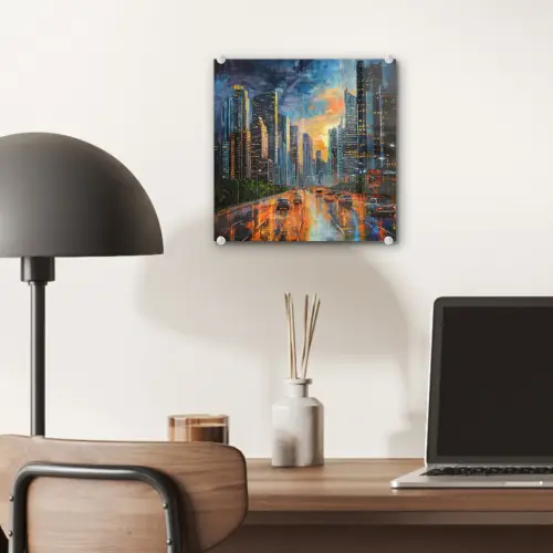 Auto - Skyline - Zon - Blauw plexiglas 5mm klein -sfeer6
