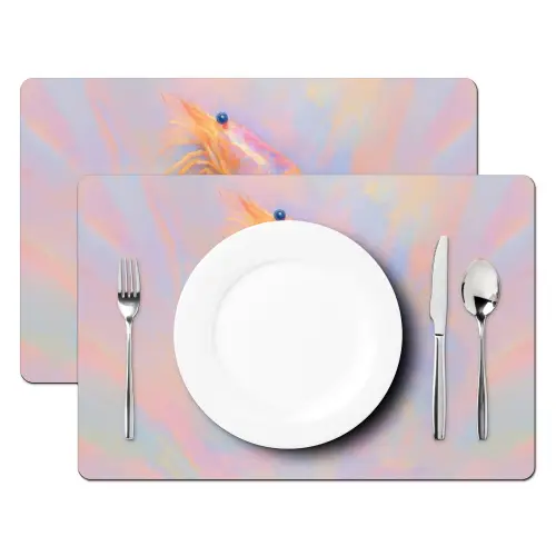 Garnaal - Subtiele structuur - Blauw - Roze Placemat vinyl groot -zzsfeer2_Kitchenyeah-website