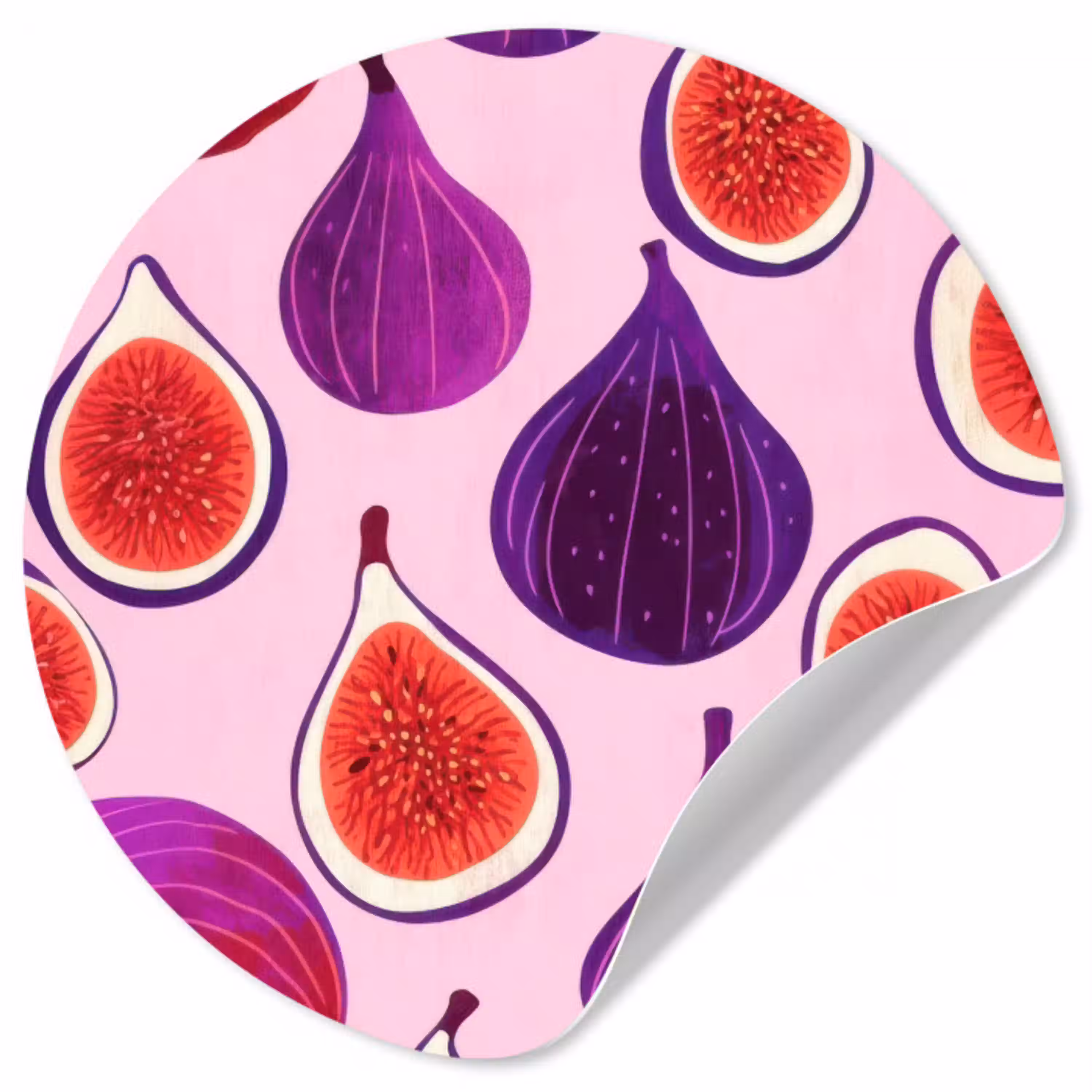 Vijgen - Roze - Paars Wandcirkel behangsticker klein -3d