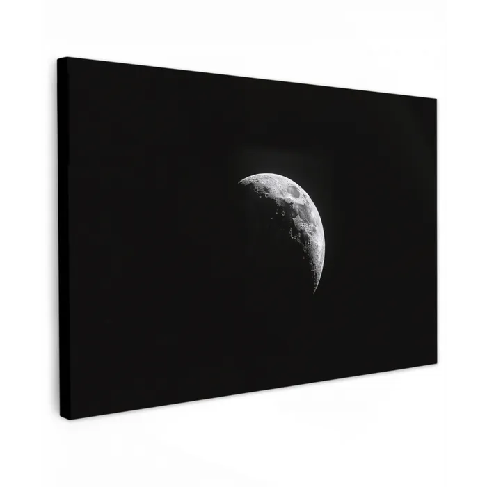 Maan - Hemel - Zwart - Schaduw Tuinposter op houten frame 2 cm dik klein -3d