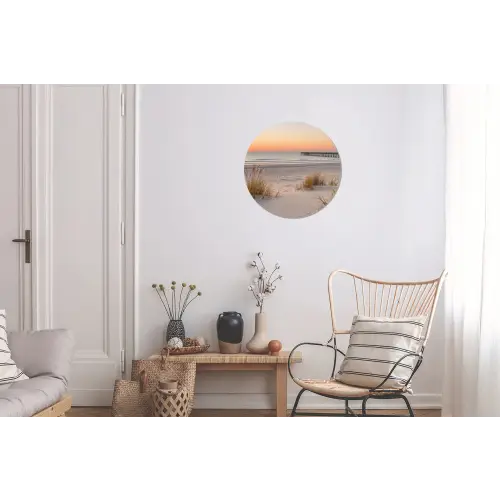Pier - Zonsondergang - Strand Wandcirkel aluminium klein -woonkamer