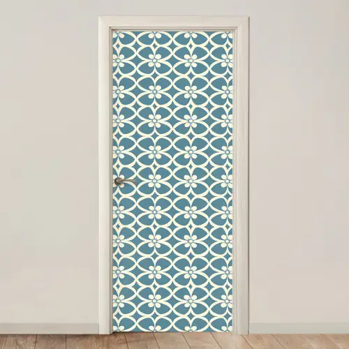 Patroon - Symmetrisch - Blauw deurposter klein 289 -3d_beige