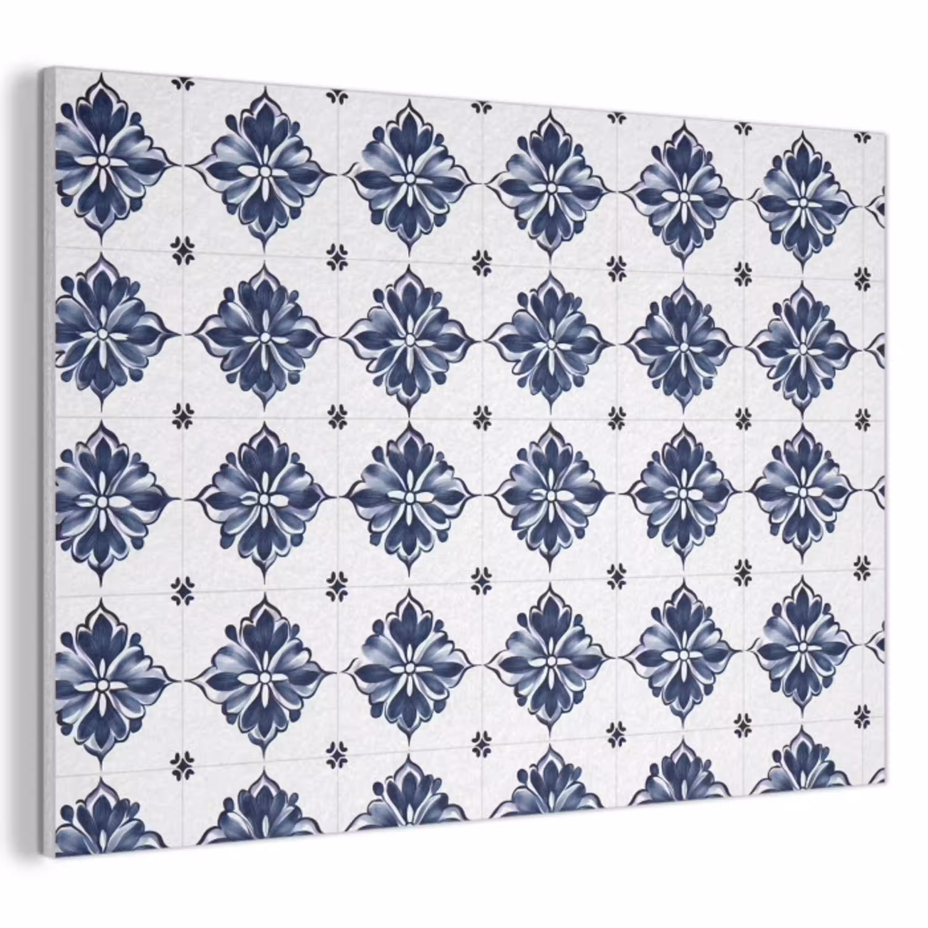 Tegelmotief - Blauw - Wit - Bloem PET vilt klein 837 -3d