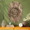 Gezichtje - Zon - Zand - Getekend Wandcirkel Ovaal Glas middel -sfeer2