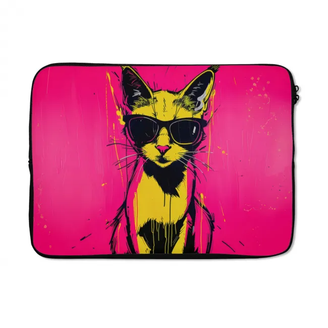 Laptophoes Kat - Art - Zonnebril - Roze