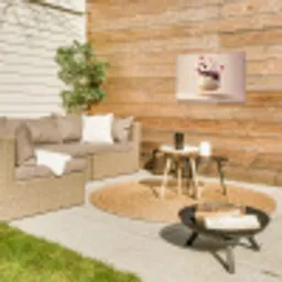 Cheesecake - Eten - Roze - Taart Tuinposter op houten frame 2 cm dik klein -sfeer2