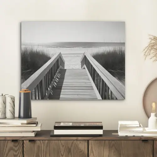 Loopbrug - Hout - Strand - Zee PET vilt klein -sfeer1