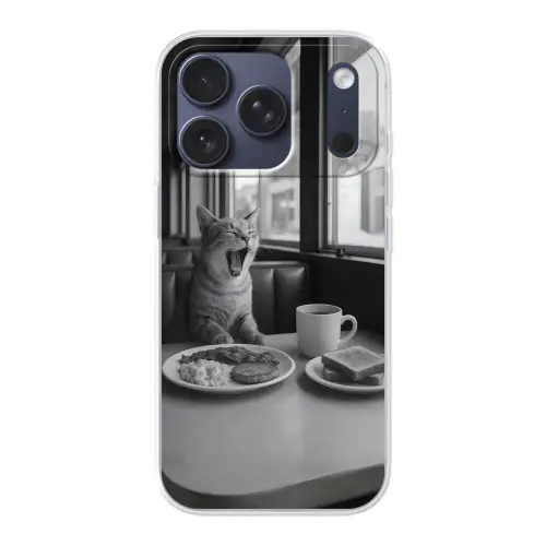 Kat - Koffie - Brood - Zwart Telefoonhoesje iPhone 17 Pro klein -3d