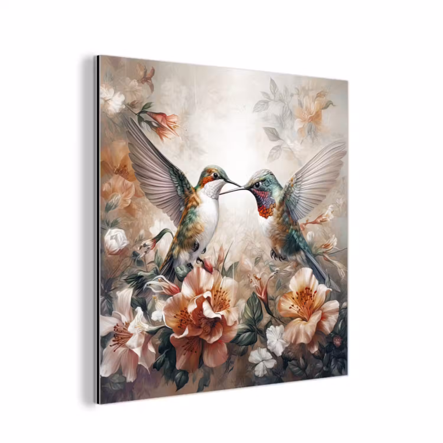 Aluminium schilderij - Kolibrie - Vogels - Bloemen - Natuur
