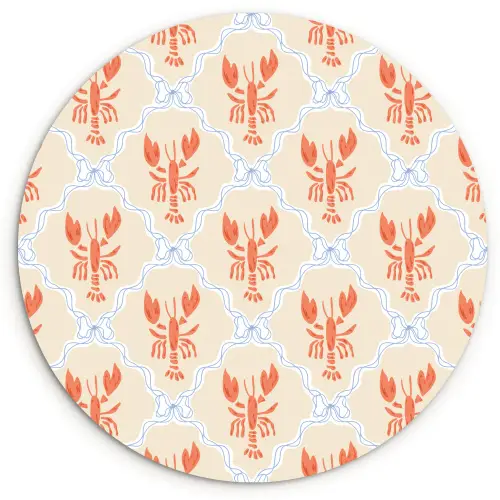 Zee - Kreeft  - Blauw - Geel - Oranje Wandcirkel kunststof plaat 5mm dik klein 188 -3d