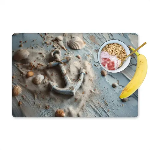 Anker - Hout - Schelpen - Zand Placemat vinyl groot -zzzproduct_Kitchenyeah-website