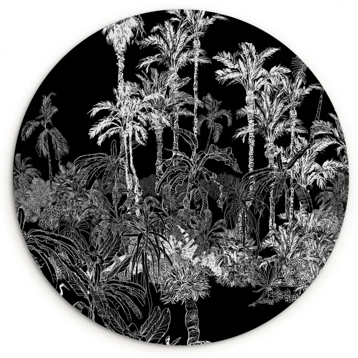 Bladeren -  Inductie beschermer - Bomen - Inductie mat - Jungle Wandcirkel kunststof plaat 5mm dik klein -3d