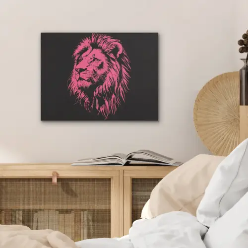Leeuw - Zwart - Roze - Neon PET vilt klein -sfeer3