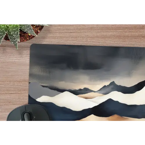 Bergen - Donkerblauw - Landschap muismat rubber klein -closeup