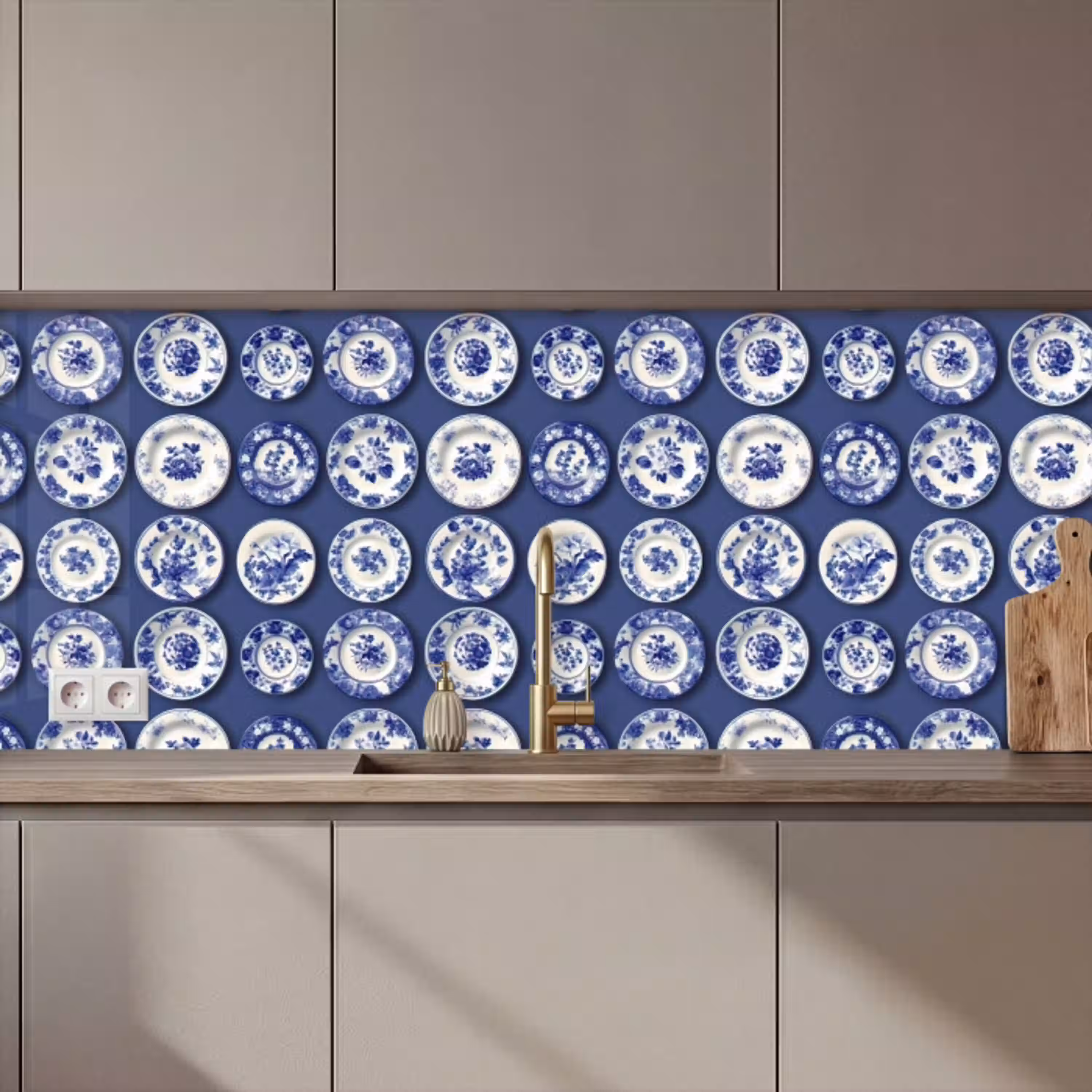 Borden - Floraal - Blauw keuken achterwand 2 middel 871 zz_3dshopping