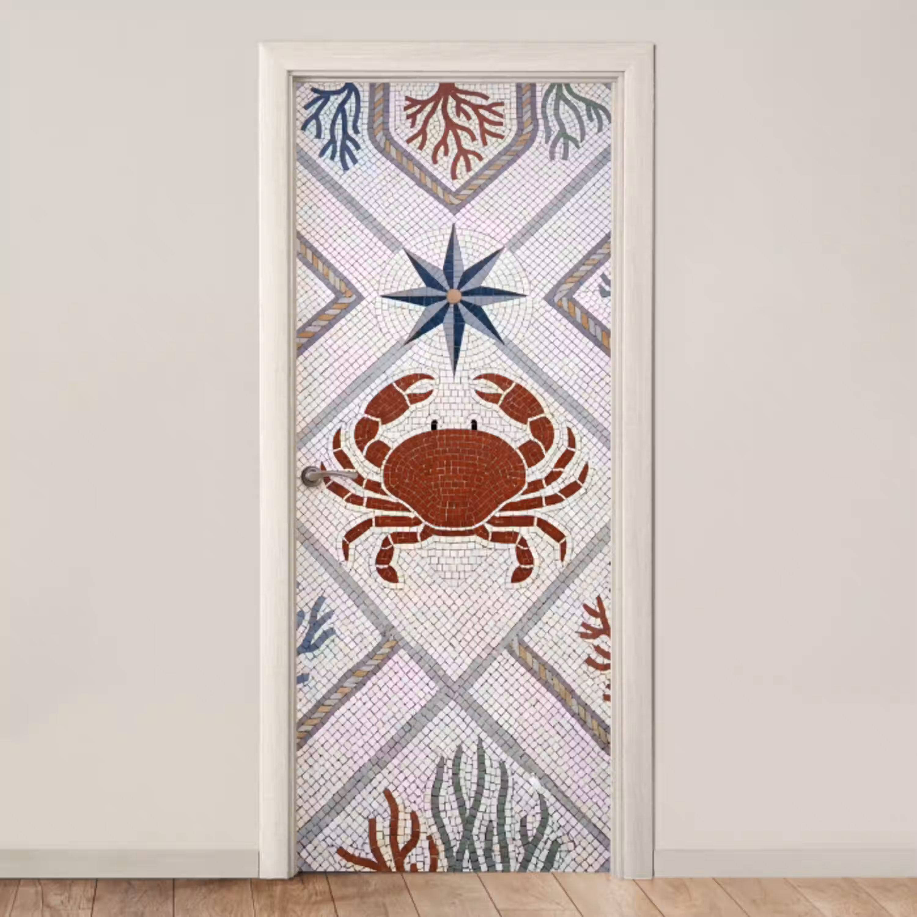 Dier - Mozaïek - Zee - Klassiek - Bruin deurposter klein -3d_beige